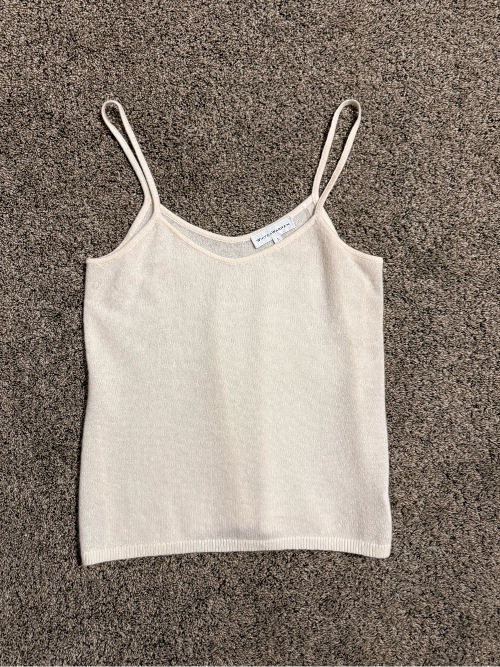 White + Warren Cream Knit Spaghetti Strap Camisole